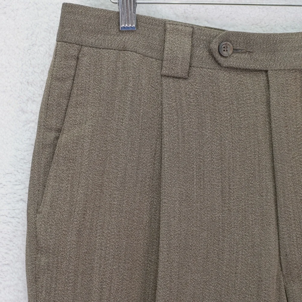 Pronto Uomo Thick‎ Textured Wool Dress Pants Brown Cream Spec High Rise 34 / 28